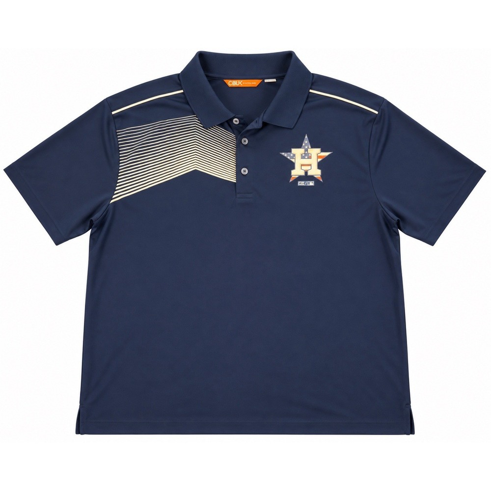 CBUK Cutter & Buck Houston Astros Polo Mens XL Navy MLB Patriotic Star Baseball